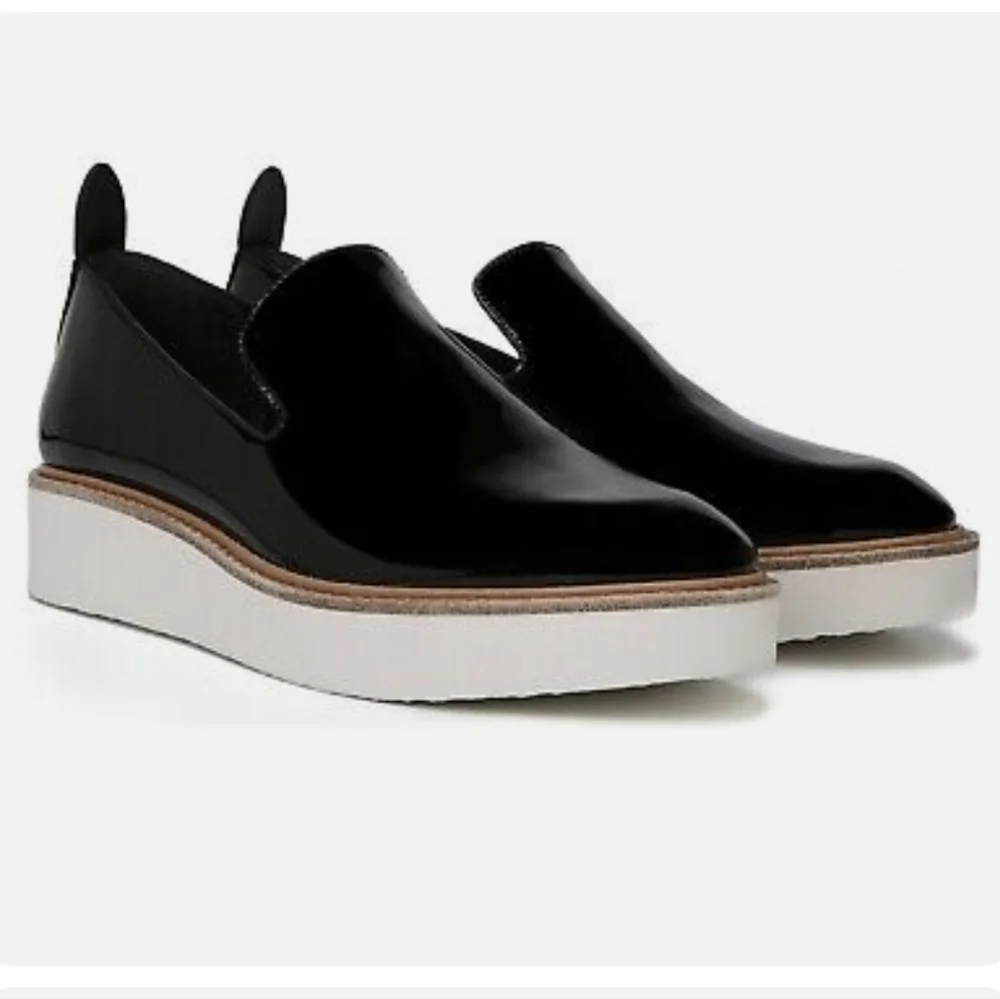 Vince Patent Leather Platform Slip On Sneakers